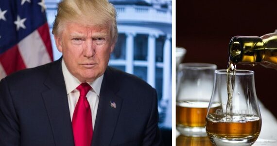 Trump threatens 200% tariff on all alcohol imported into the US from the European Union.