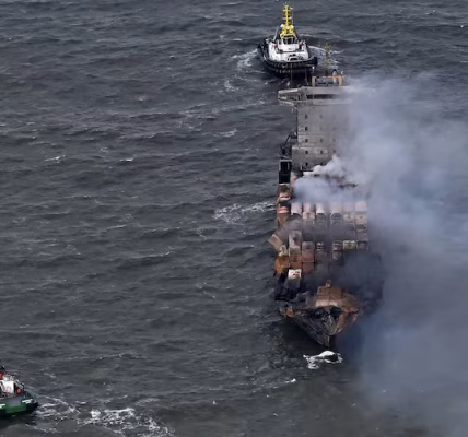 The manager of the container ship told ABC News that the ship's master was arrested following Monday's collision in the North Sea with a moored oil tanker. While the U.S.-flagged oil tanker Stena Immaculate was anchored on the eastern coast of the United Kingdom, close to Hull, England, the Portuguese container ship Solong collided with it, setting both ships on fire, officials reported Monday.